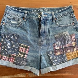 American Eagle Patchwork Denim Shorts Size 10